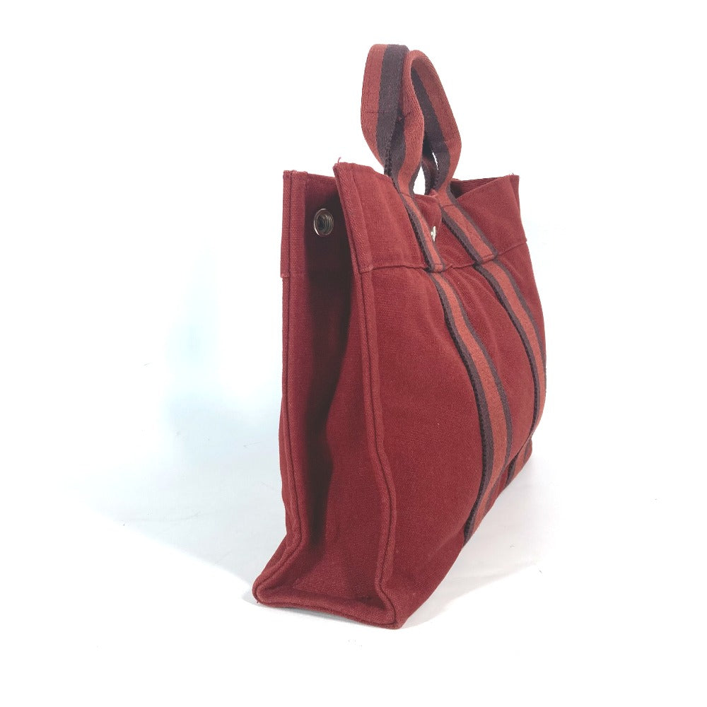 Hermes Handbag Canvas Red Fool Toepm Women