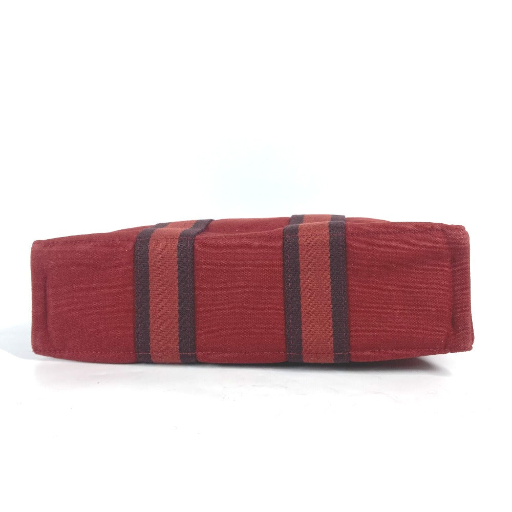 Hermes Handbag Canvas Red Fool Toepm Women