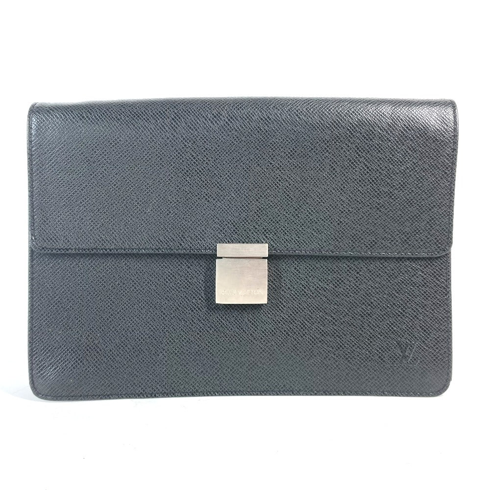 Louis Vuitton Business Bag M30782 Taiga Leather Black Taiga Selenga Mens