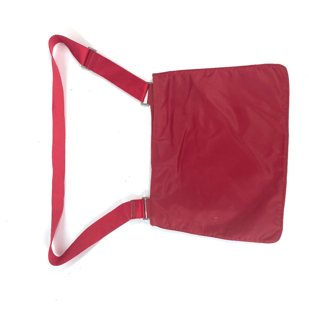 Prada Shoulder Bag Nylon Red Pochette Triangle Logo Plate Women