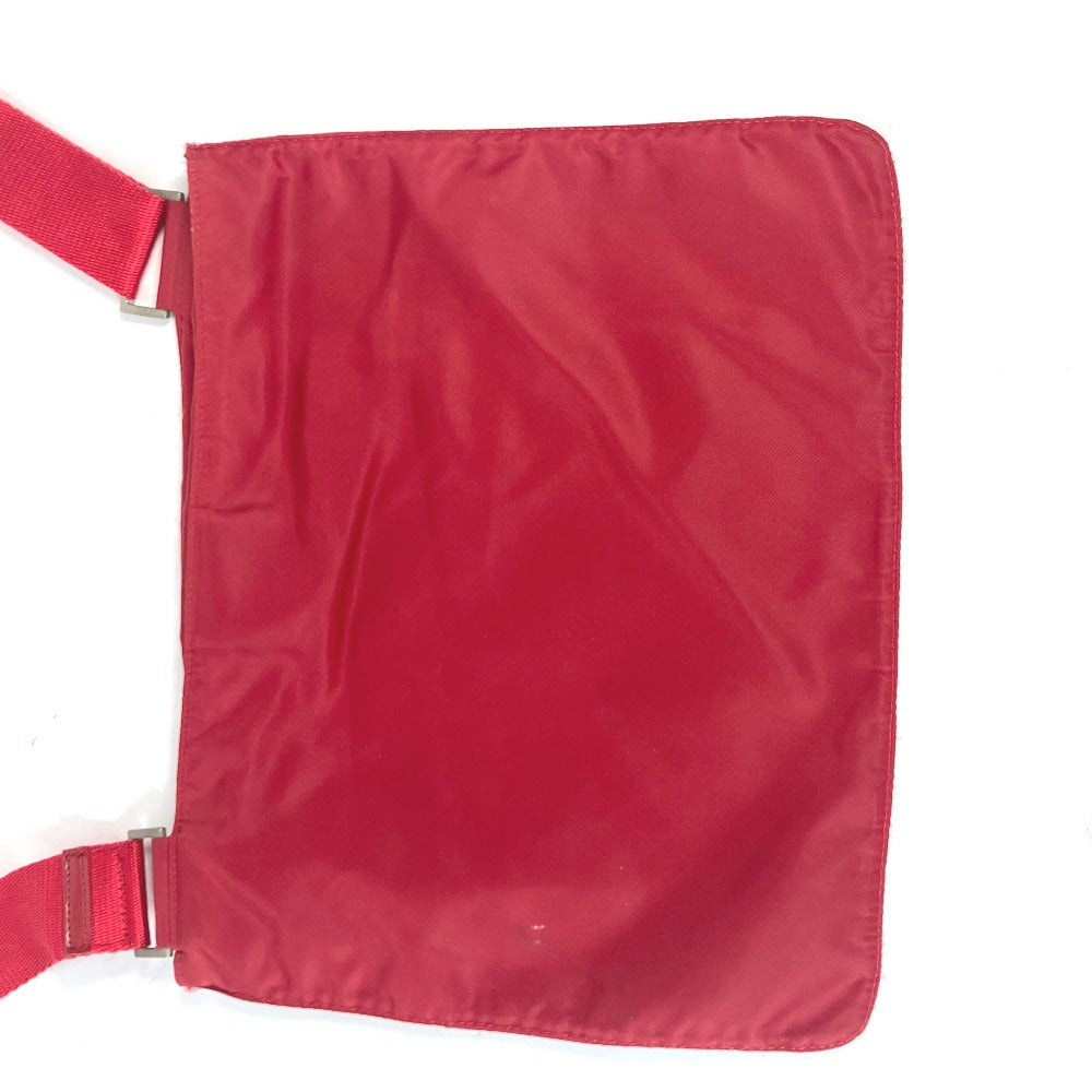 Prada Shoulder Bag Nylon Red Pochette Triangle Logo Plate Women