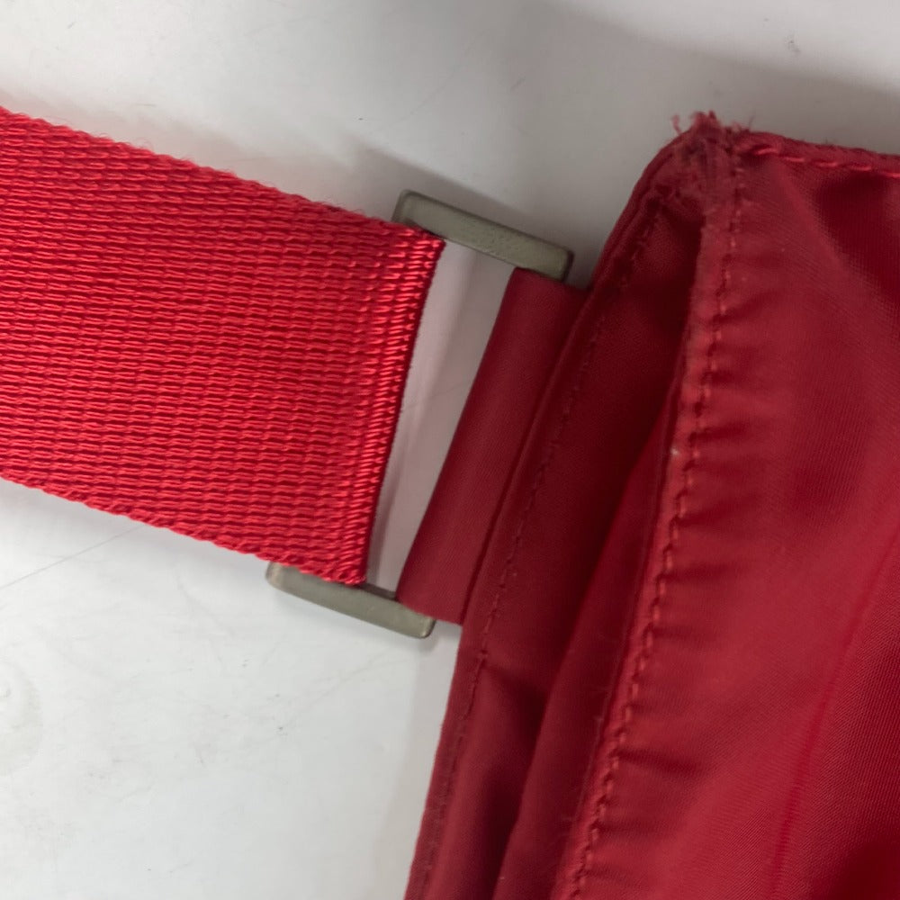 Prada Shoulder Bag Nylon Red Pochette Triangle Logo Plate Women