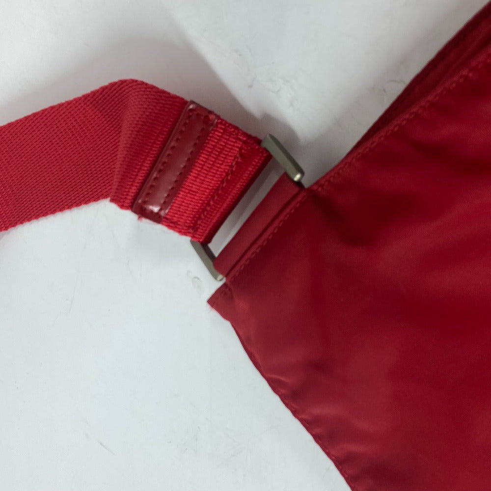 Prada Shoulder Bag Nylon Red Pochette Triangle Logo Plate Women