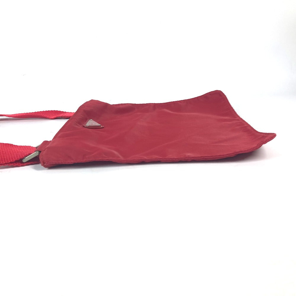 Prada Shoulder Bag Nylon Red Pochette Triangle Logo Plate Women
