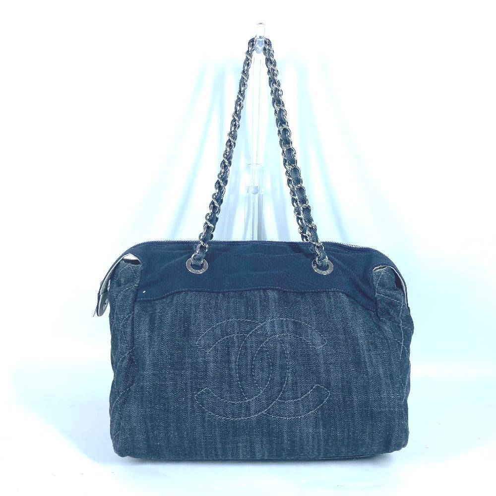 Chanel Shoulder Bag Denim Blue Cc Coco Mark Matelasse Quilting Women