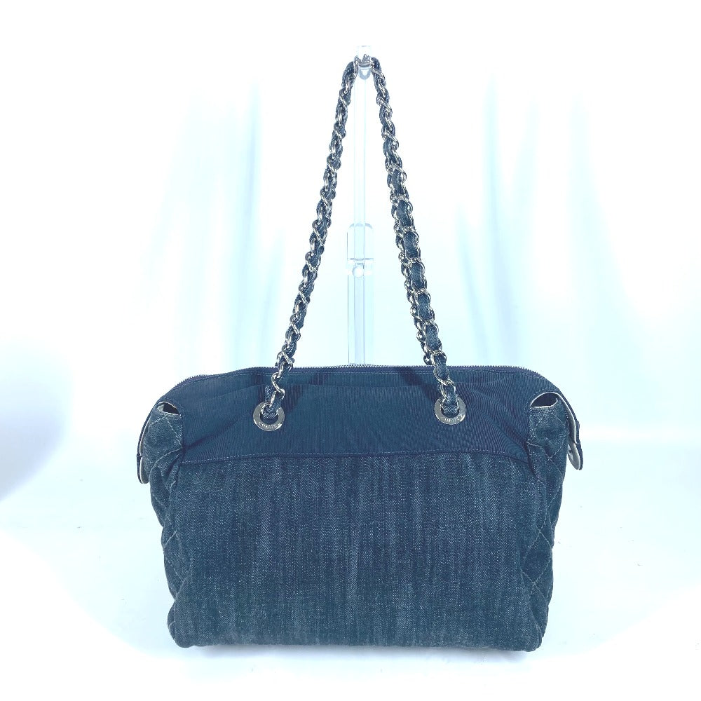 Chanel Shoulder Bag Denim Blue Cc Coco Mark Matelasse Quilting Women
