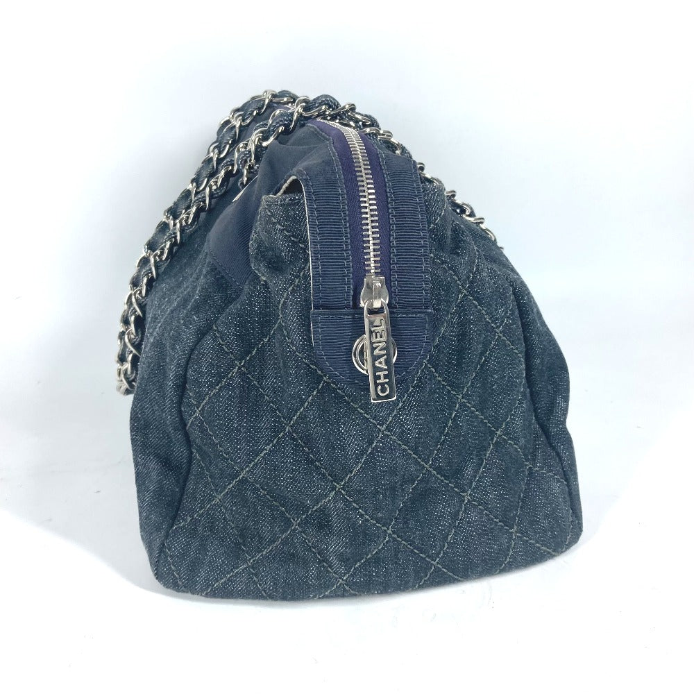 Chanel Shoulder Bag Denim Blue Cc Coco Mark Matelasse Quilting Women