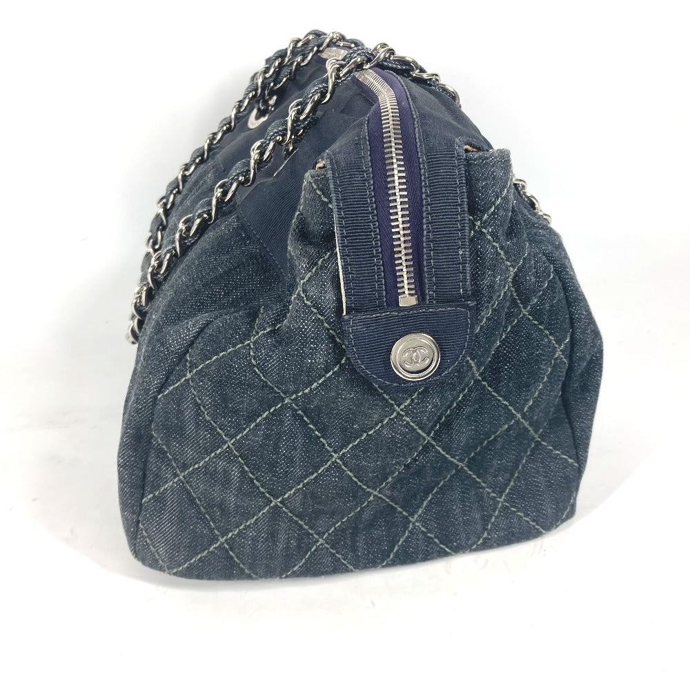 Chanel Shoulder Bag Denim Blue Cc Coco Mark Matelasse Quilting Women