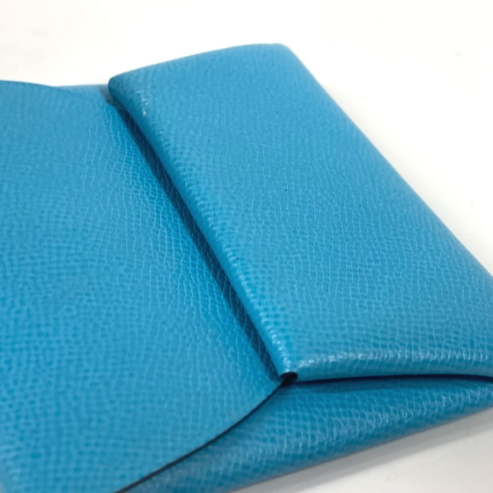 Hermes Coin Case Leather Blue Bastia Women(Unisex)