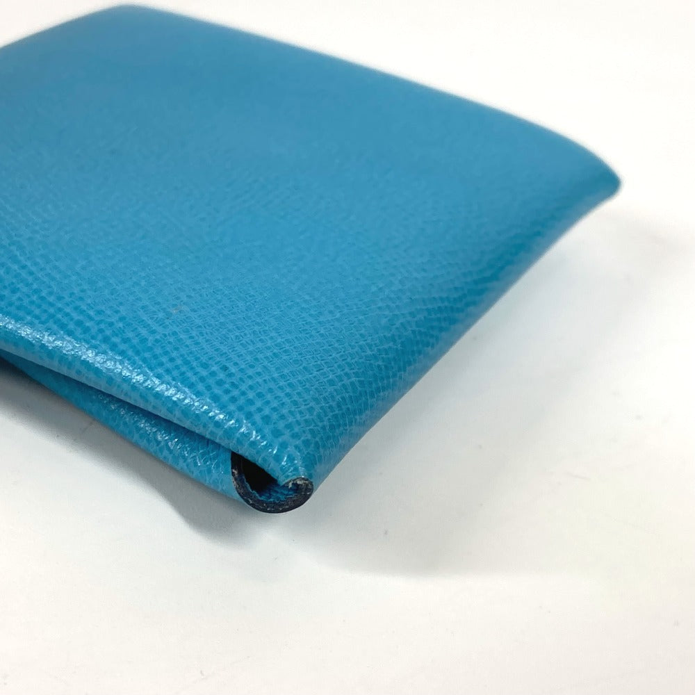 Hermes Coin Case Leather Blue Bastia Women(Unisex)