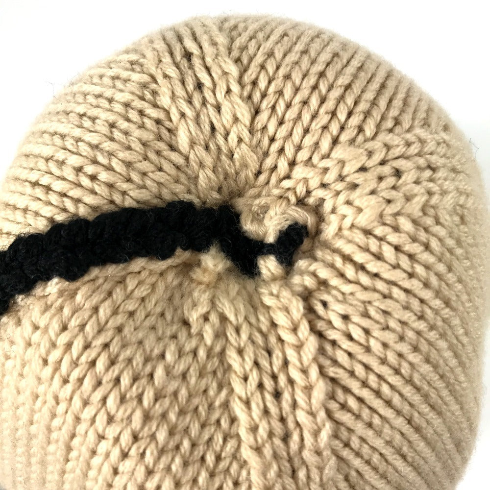 Louis Vuitton Knit Hat M70840 Wool Black With Pompoms Bonnet Morning Rum