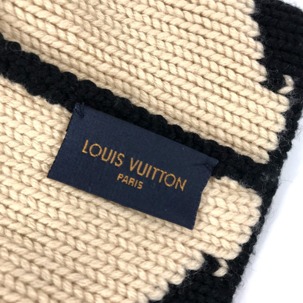 Louis Vuitton Knit Hat M70840 Wool Black With Pompoms Bonnet Morning Rum