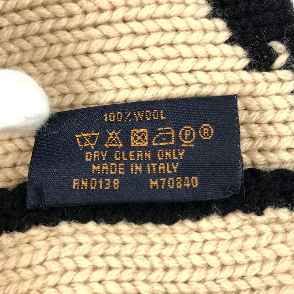 Louis Vuitton Knit Hat M70840 Wool Black With Pompoms Bonnet Morning Rum
