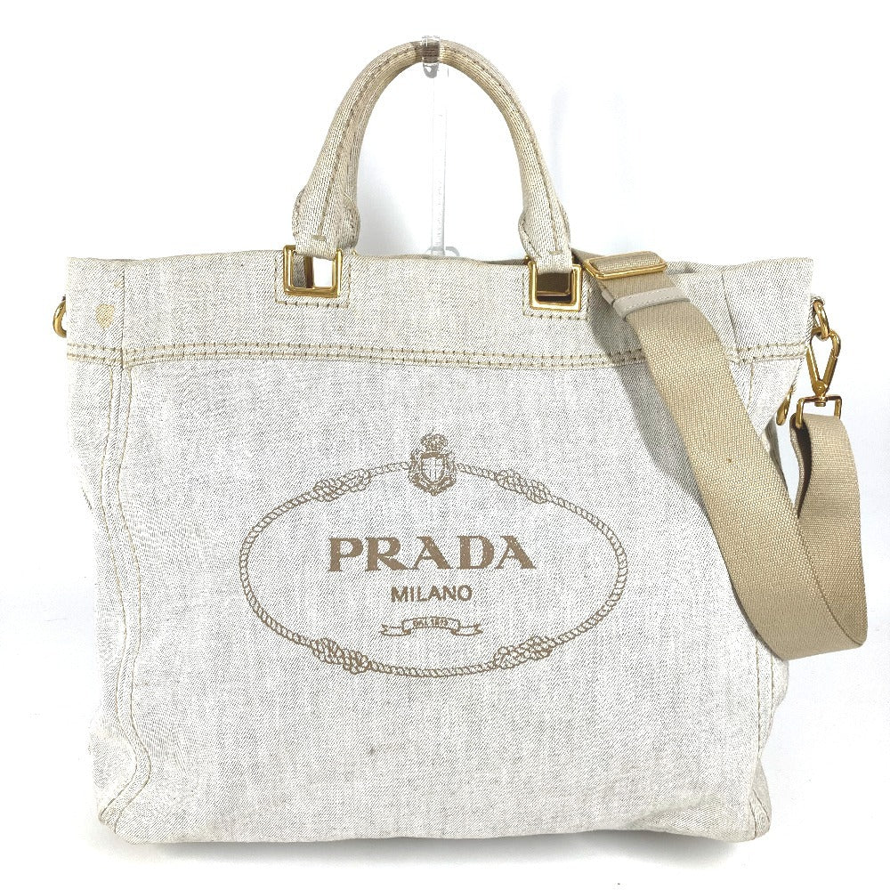 Prada Shoulder Bag Canvas Ivorytype 2Way Bag Canapa Logo
