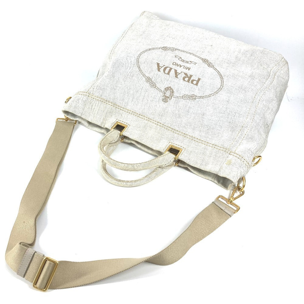 Prada Shoulder Bag Canvas Ivorytype 2Way Bag Canapa Logo