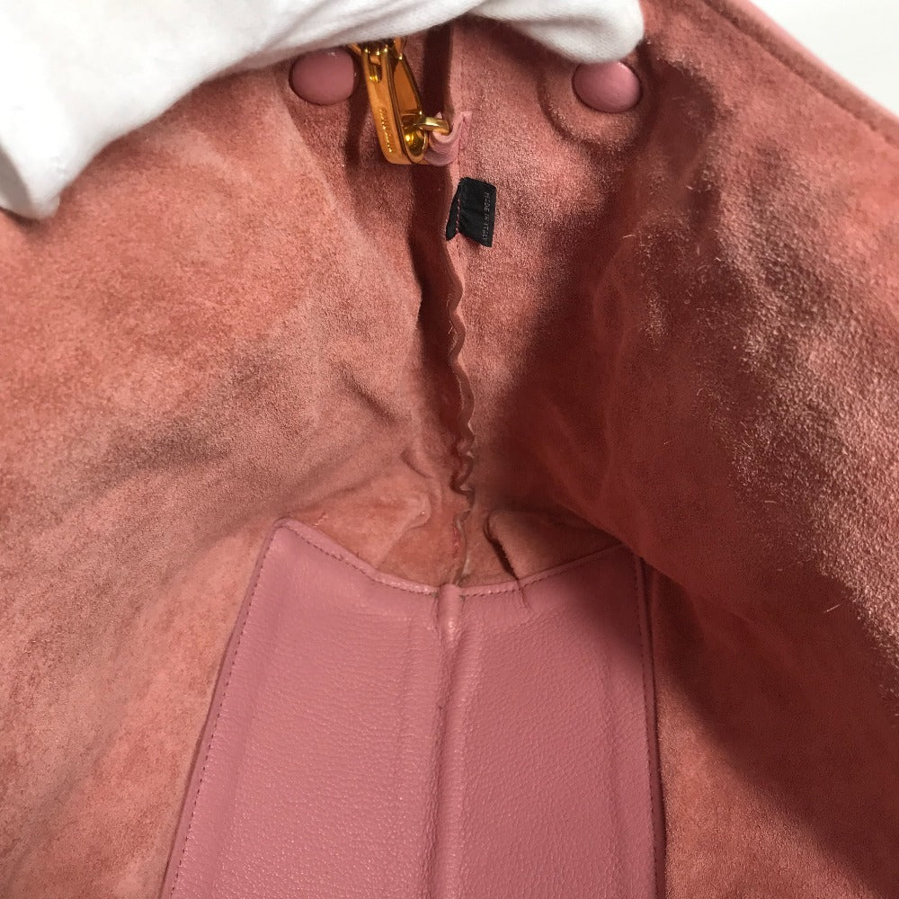 Miumiu Tote Bag 5Bg002 Leather Pink With Porch Logo Madras