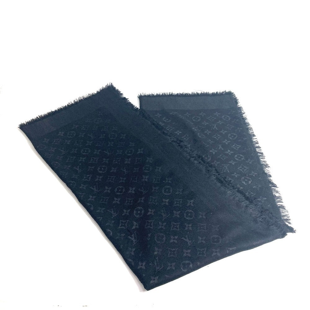Louis Vuitton Shawl Silk, Wool Black Monogram