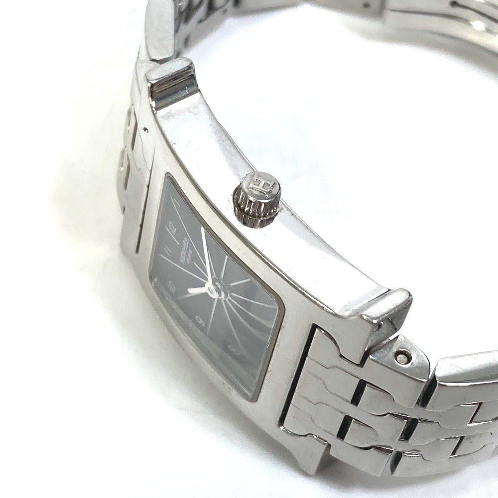 Hermes Watches Quartz Hh1.210 Stainless Steel Silver H Watch Black Dial Women