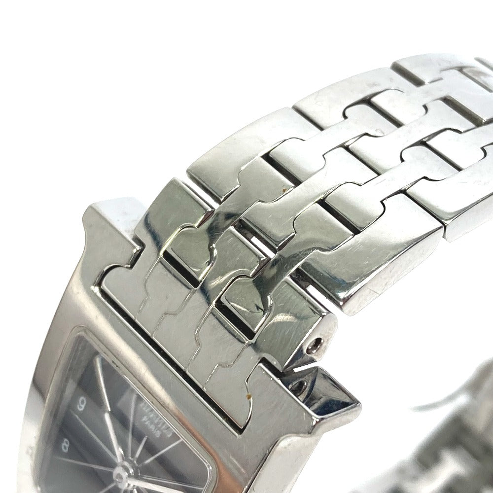 Hermes Watches Quartz Hh1.210 Stainless Steel Silver H Watch Black Dial Women