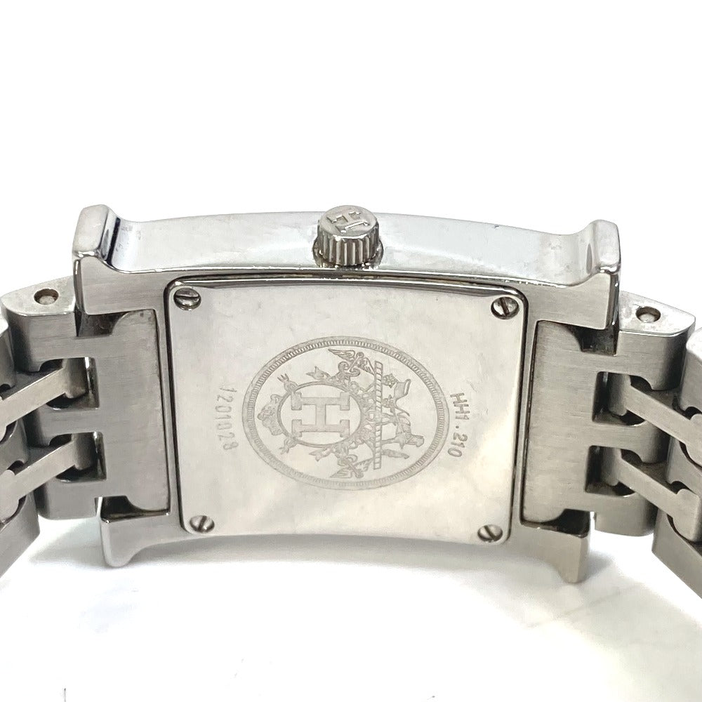 Hermes Watches Quartz Hh1.210 Stainless Steel Silver H Watch Black Dial Women