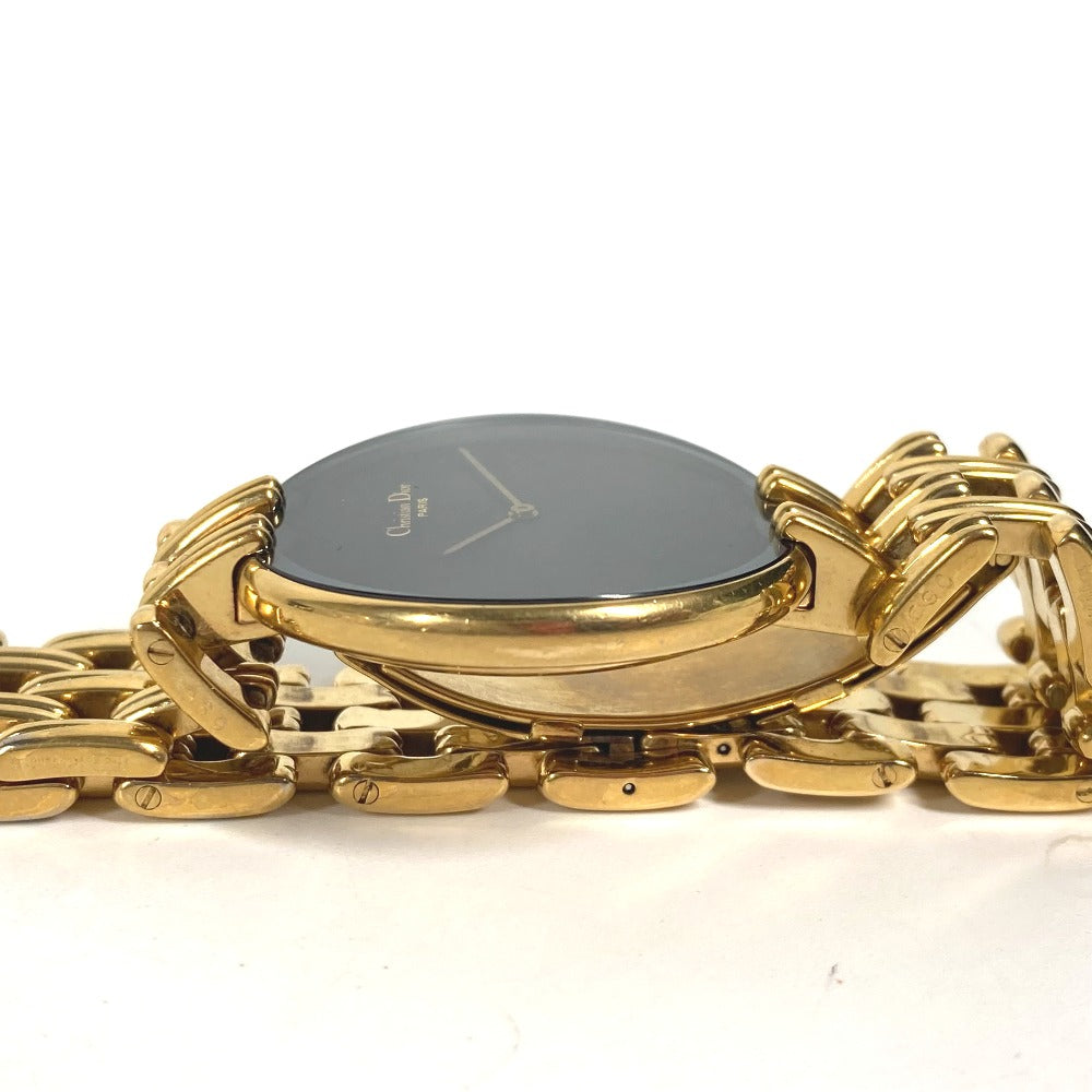 Dior Watches Quartz 47 154-3 Plating, Stainless Steel Gold Bagira Black Dial
