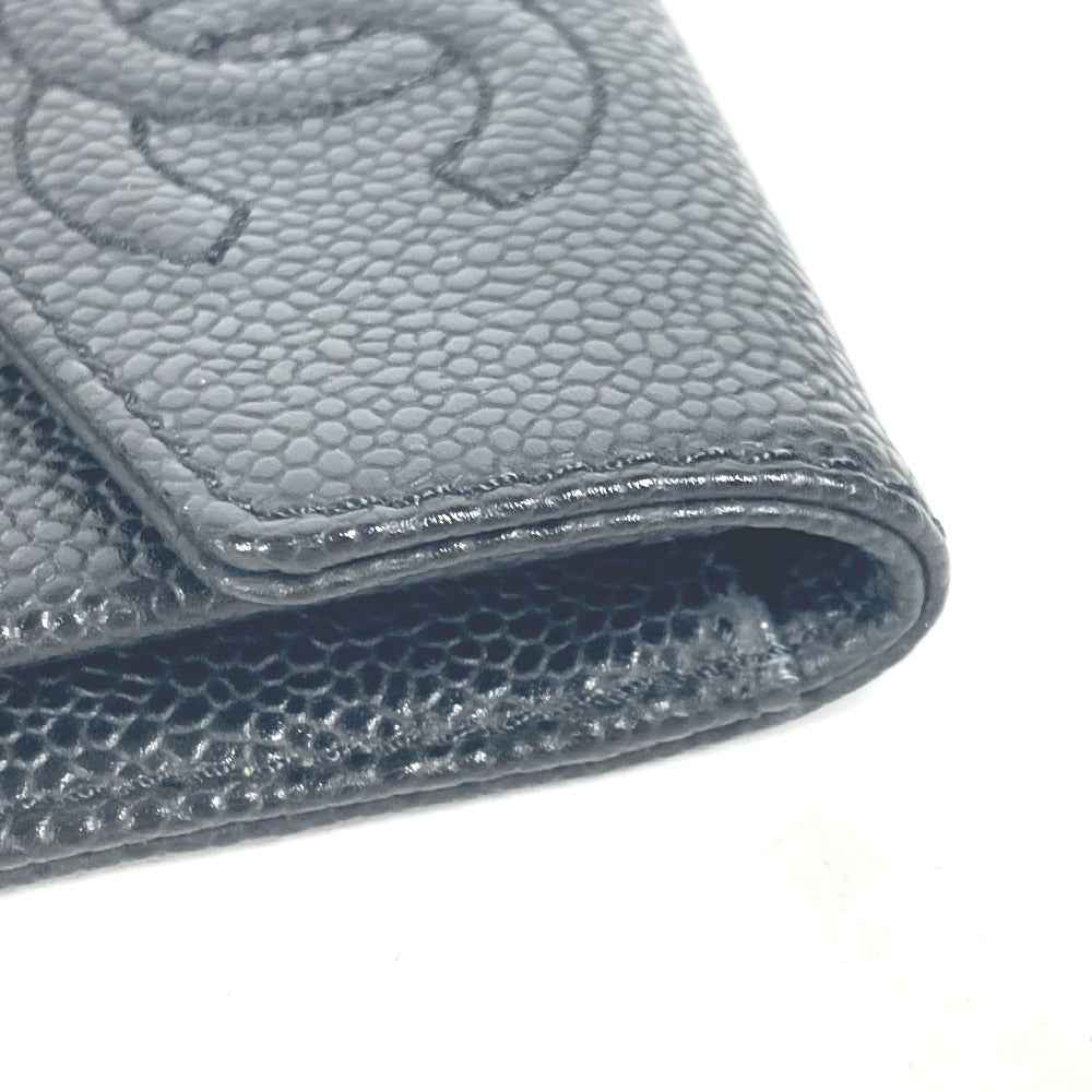 Chanel Coin Case A13233 Caviar Skin Black Cc Coco Mark Women