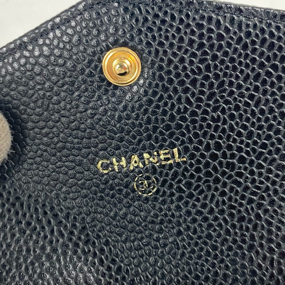 Chanel Coin Case A13233 Caviar Skin Black Cc Coco Mark Women