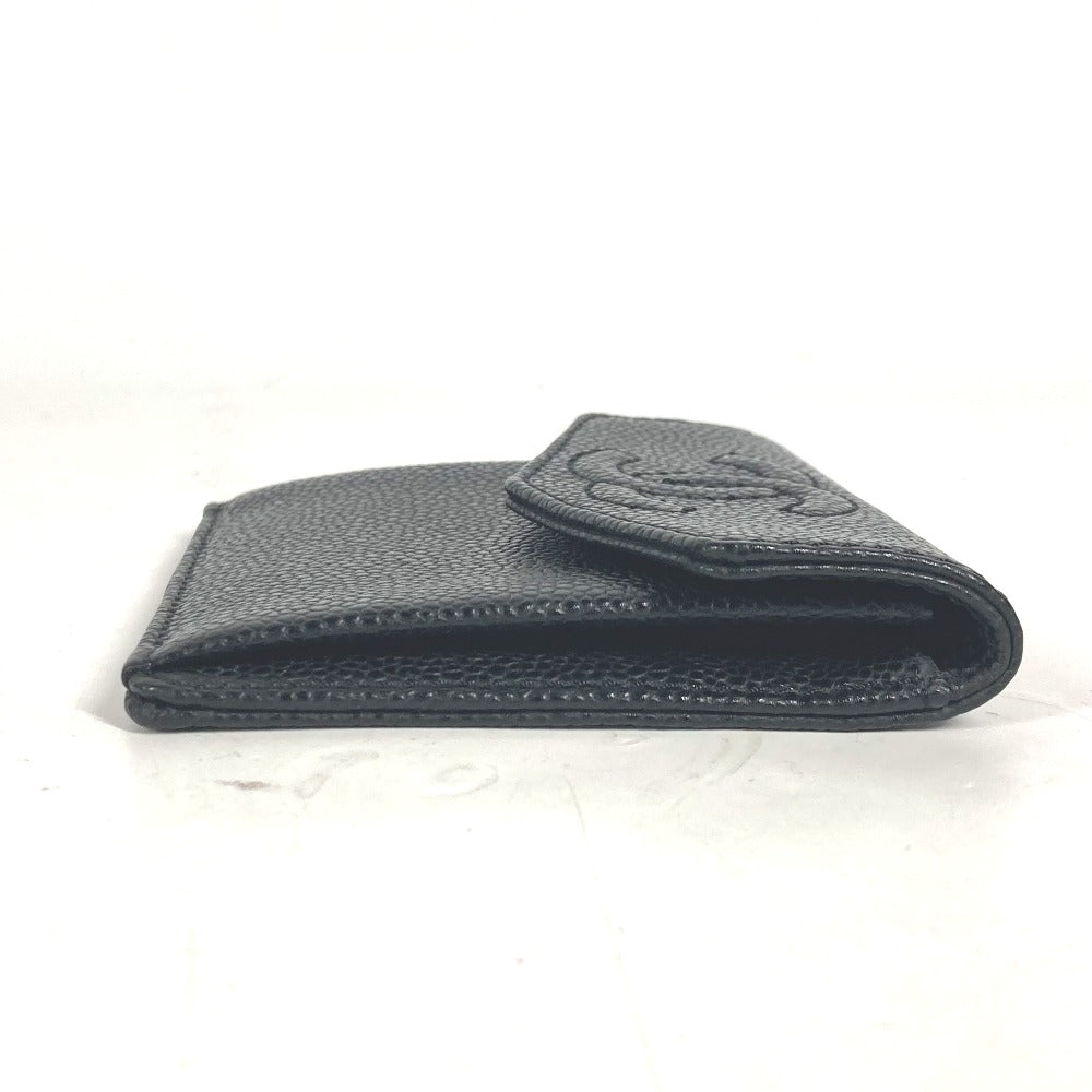 Chanel Coin Case A13233 Caviar Skin Black Cc Coco Mark Women