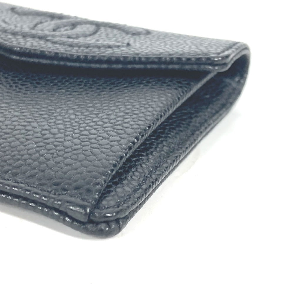 Chanel Coin Case A13233 Caviar Skin Black Cc Coco Mark Women