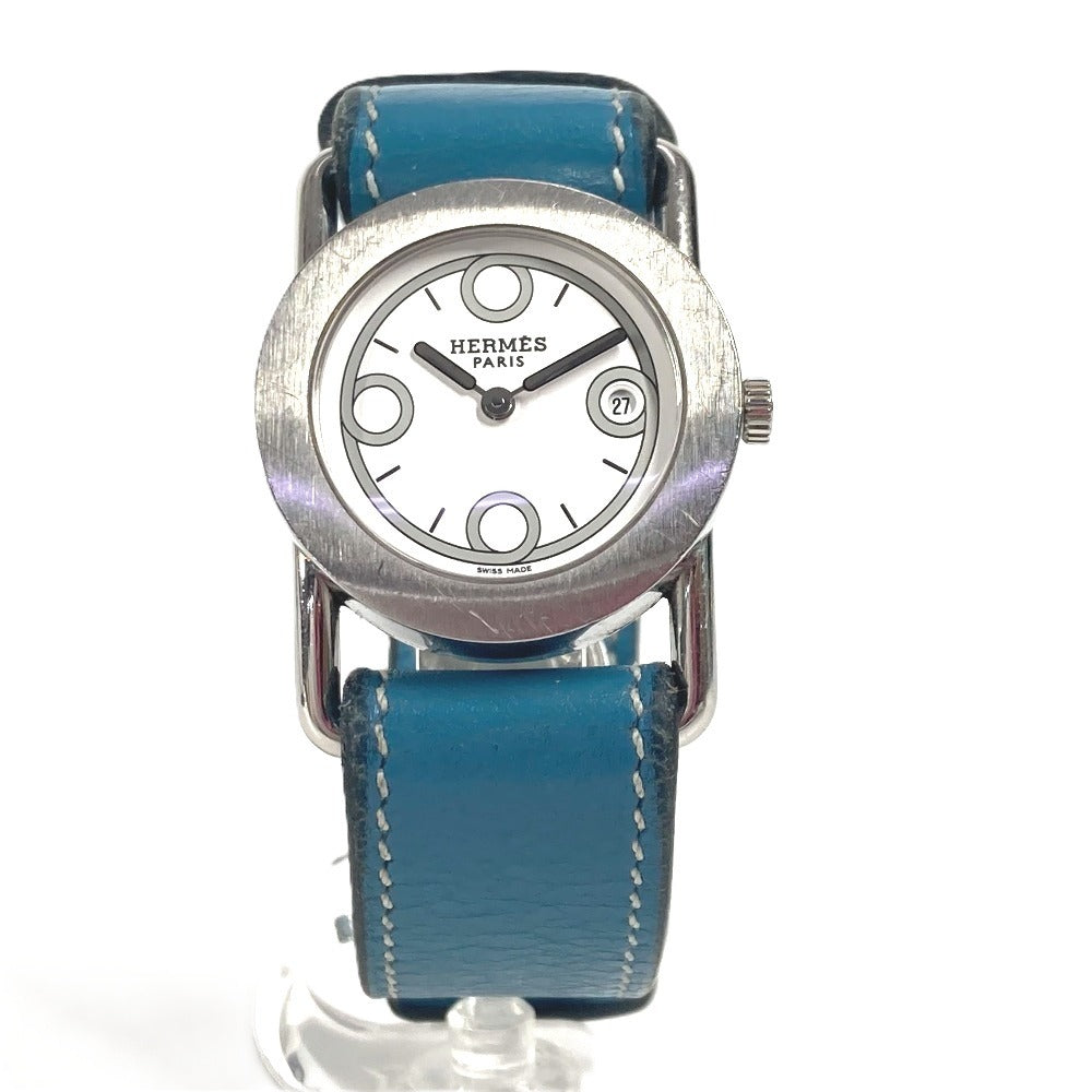 Hermes Watches Quartz Br1.210 Stainless Steel , Leather Silver Ballenia Rondo White Dial