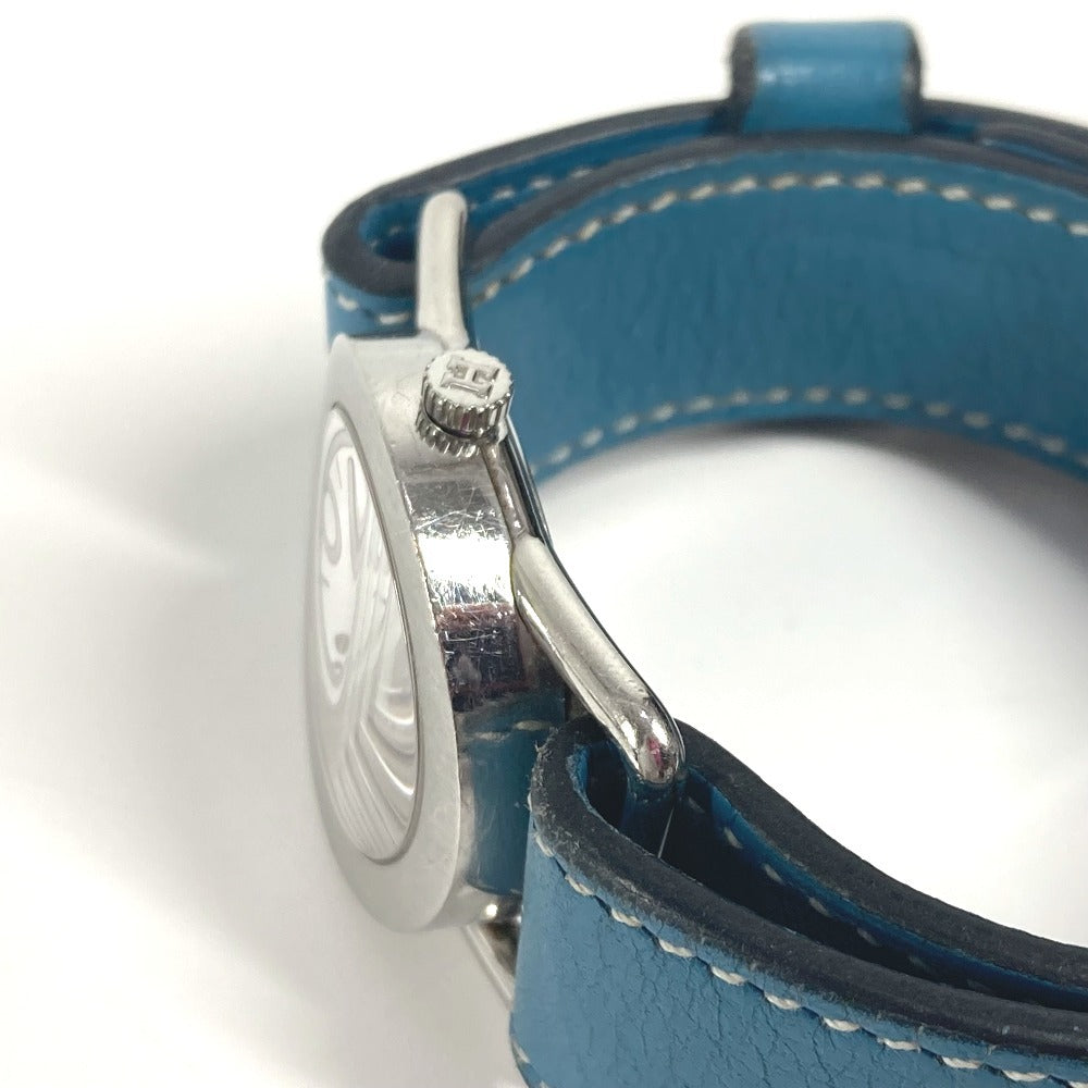Hermes Watches Quartz Br1.210 Stainless Steel , Leather Silver Ballenia Rondo White Dial