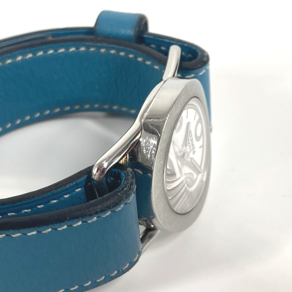 Hermes Watches Quartz Br1.210 Stainless Steel , Leather Silver Ballenia Rondo White Dial