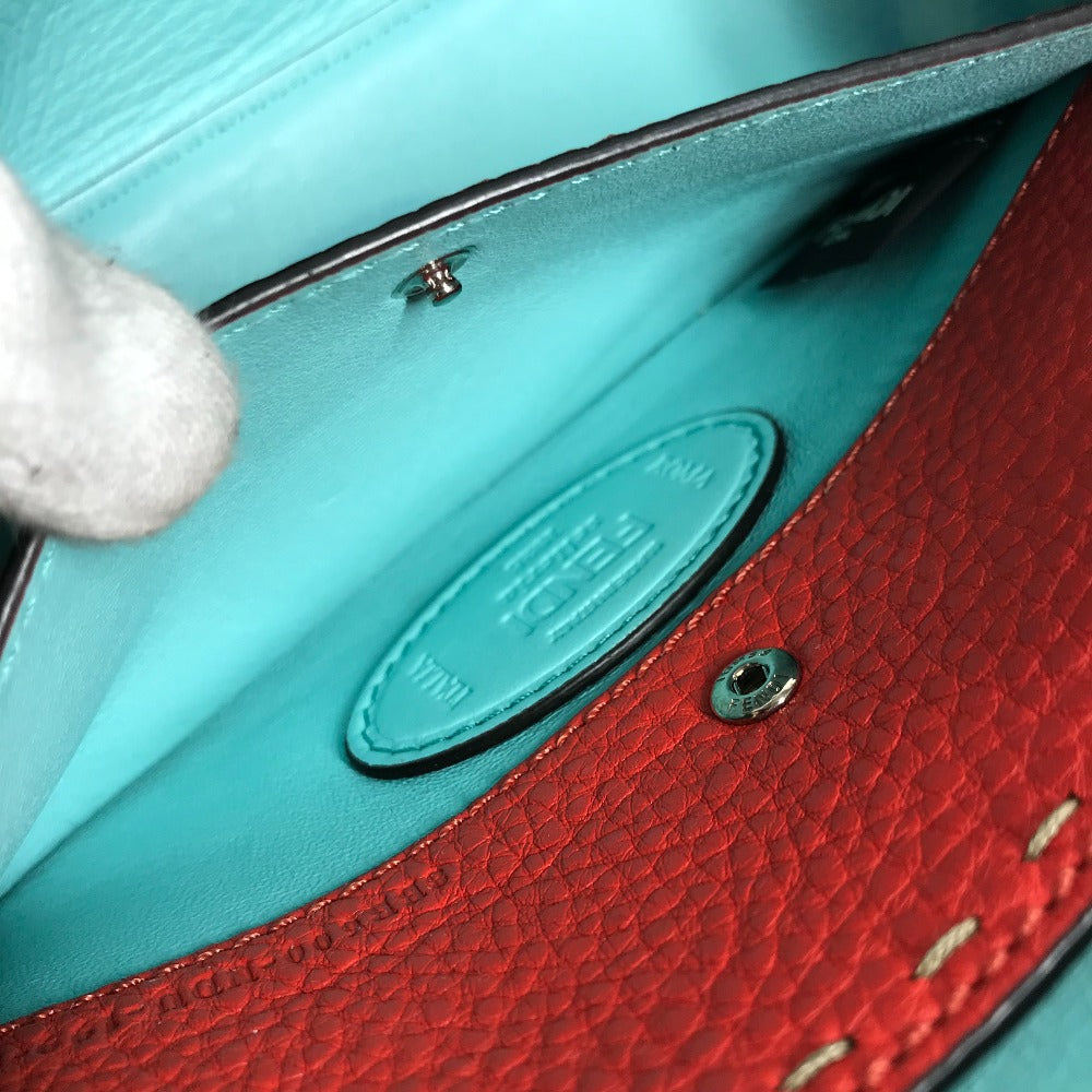 Fendi Shoulder Bag Leather Red Mamma Bucket Celeria