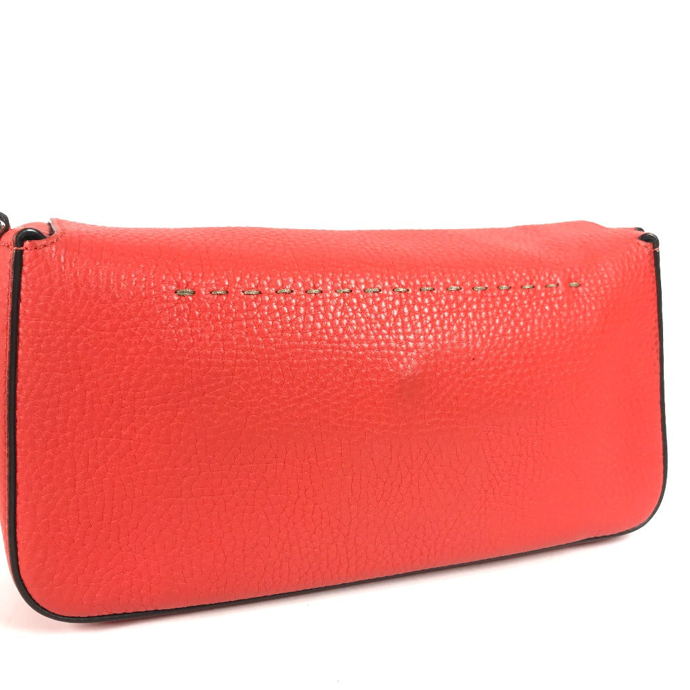 Fendi Shoulder Bag Leather Red Mamma Bucket Celeria