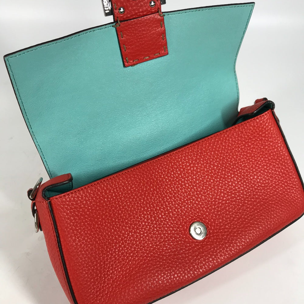 Fendi Shoulder Bag Leather Red Mamma Bucket Celeria