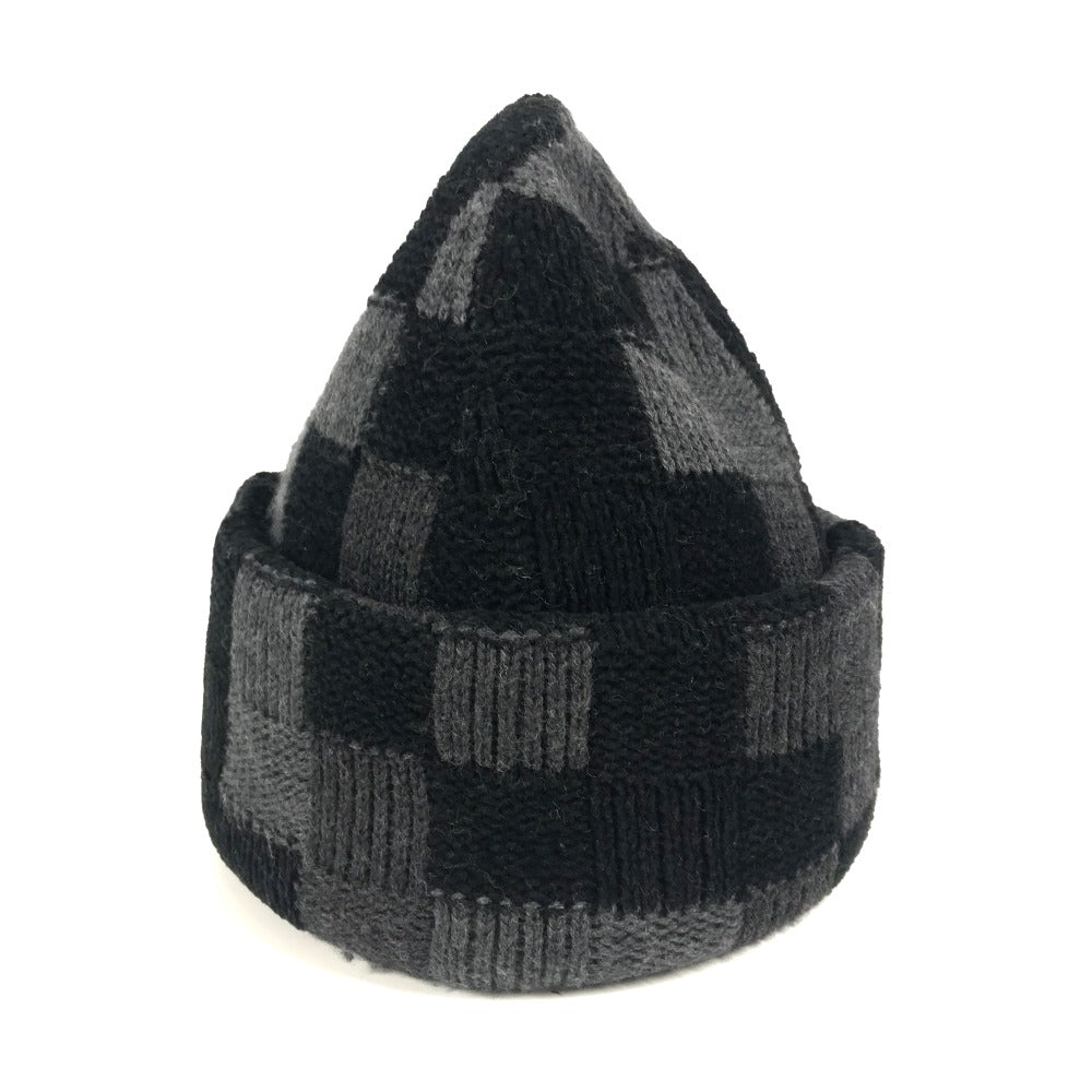 Louis Vuitton Knit Hat M5029A Wool Black Lv Crash Damoflage Beanie Mens S