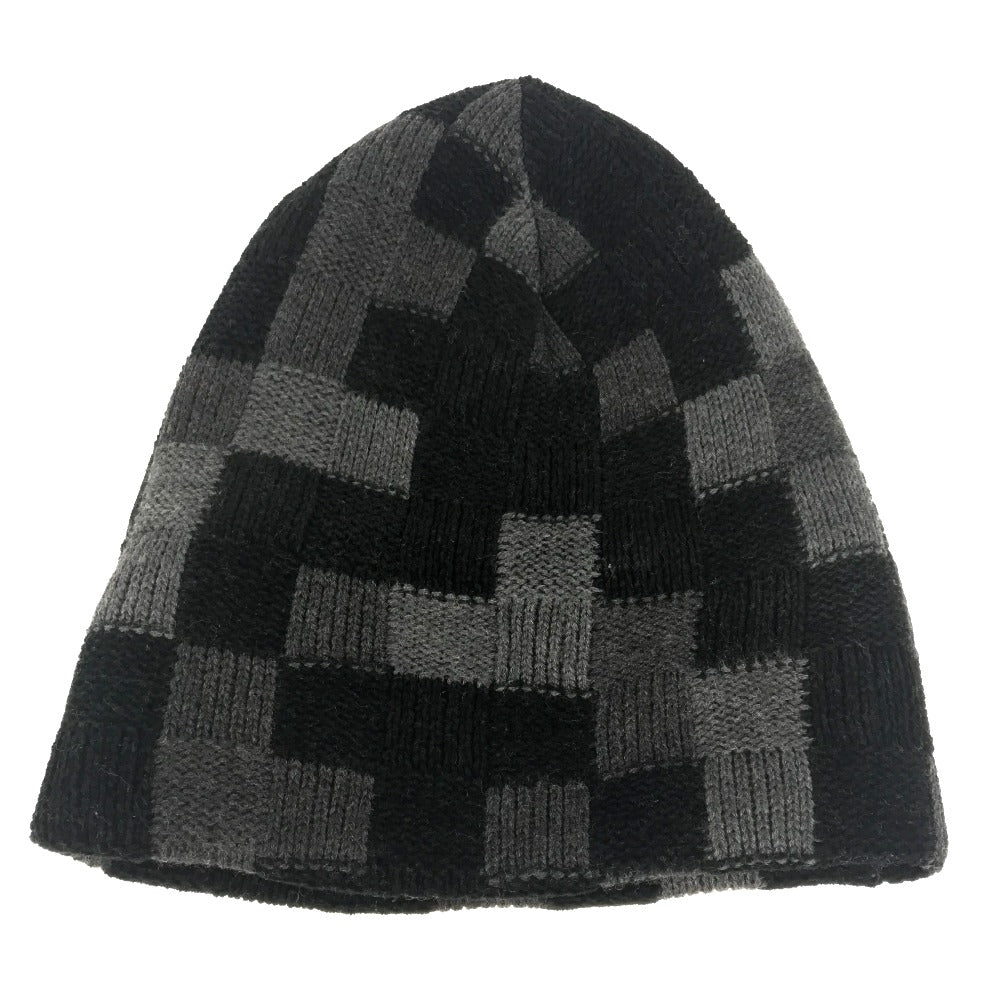Louis Vuitton Knit Hat M5029A Wool Black Lv Crash Damoflage Beanie Mens S