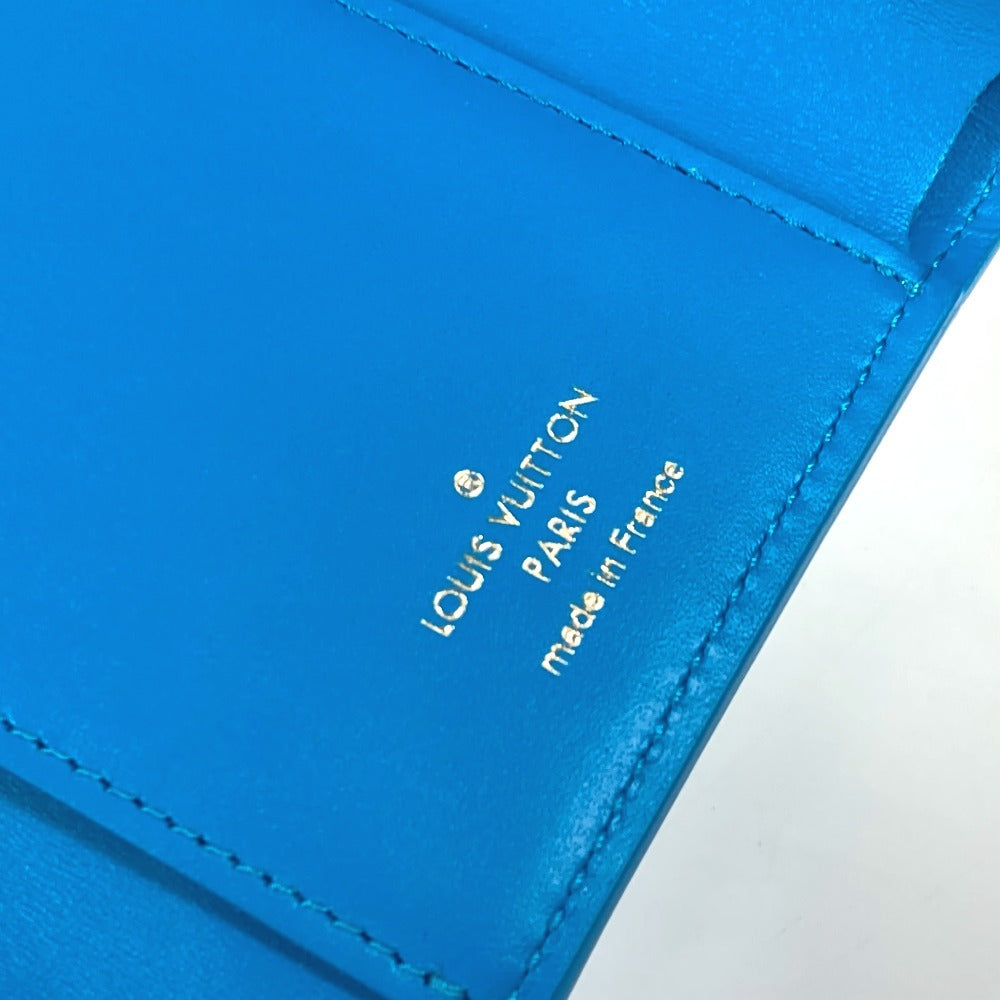 Louis Vuitton Trifold Wallet M82314 Leather Blue Nanogram Portefeuille Victorine Unisex(Unisex)