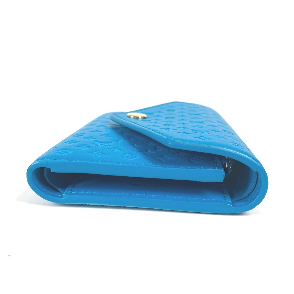 Louis Vuitton Trifold Wallet M82314 Leather Blue Nanogram Portefeuille Victorine Unisex(Unisex)