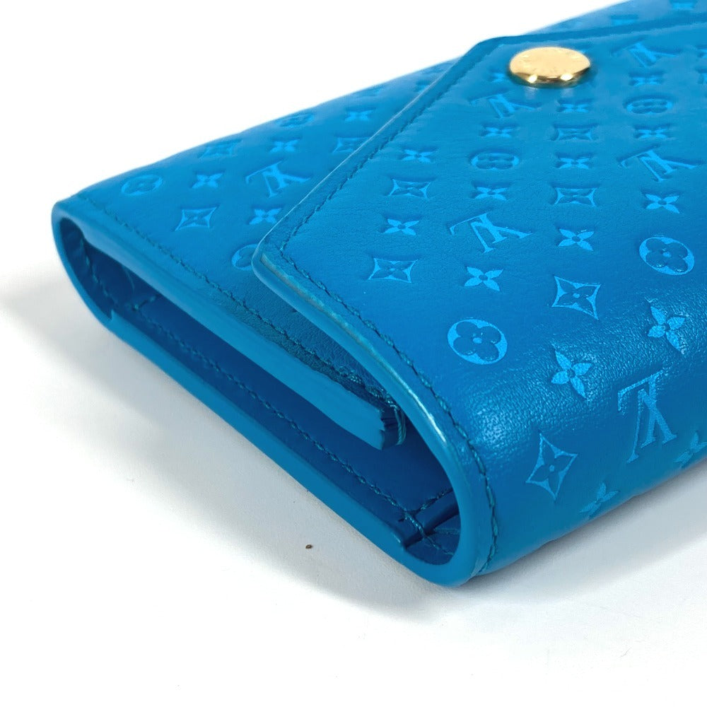 Louis Vuitton Trifold Wallet M82314 Leather Blue Nanogram Portefeuille Victorine Unisex(Unisex)
