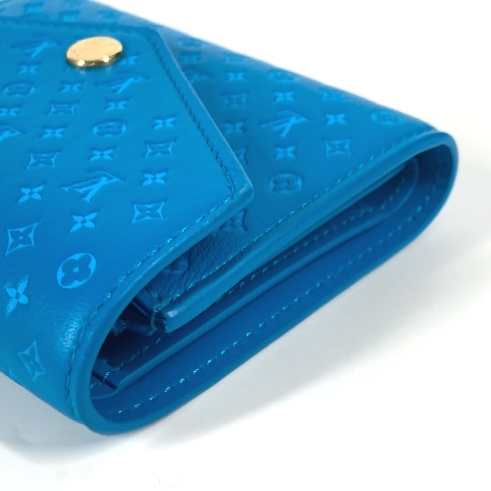 Louis Vuitton Trifold Wallet M82314 Leather Blue Nanogram Portefeuille Victorine Unisex(Unisex)