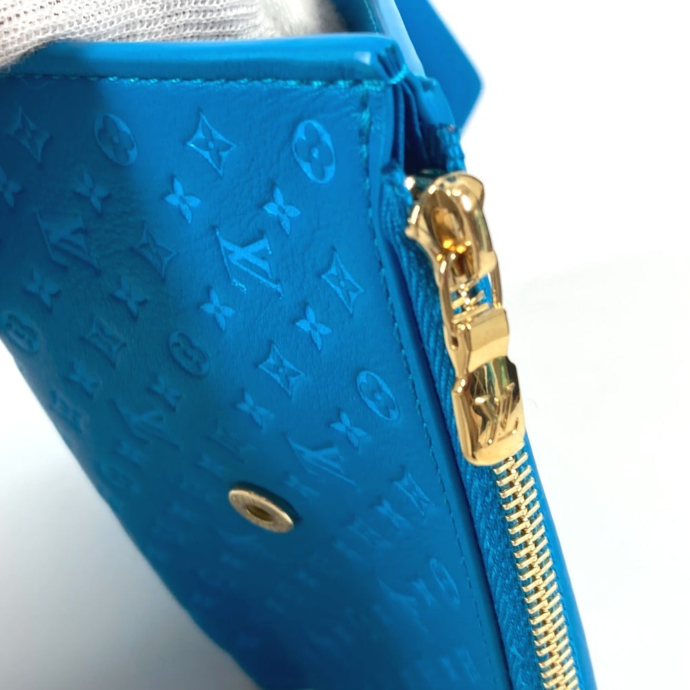 Louis Vuitton Trifold Wallet M82314 Leather Blue Nanogram Portefeuille Victorine Unisex(Unisex)