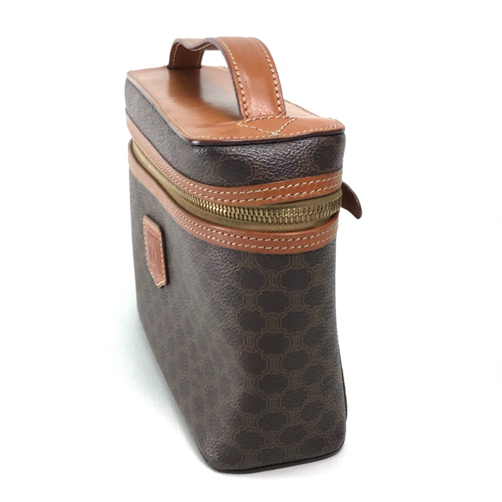 Celine Vanity Bag Leather / Pvc Brown Macadam Makeup Pouch Cosmetics Pouch Women