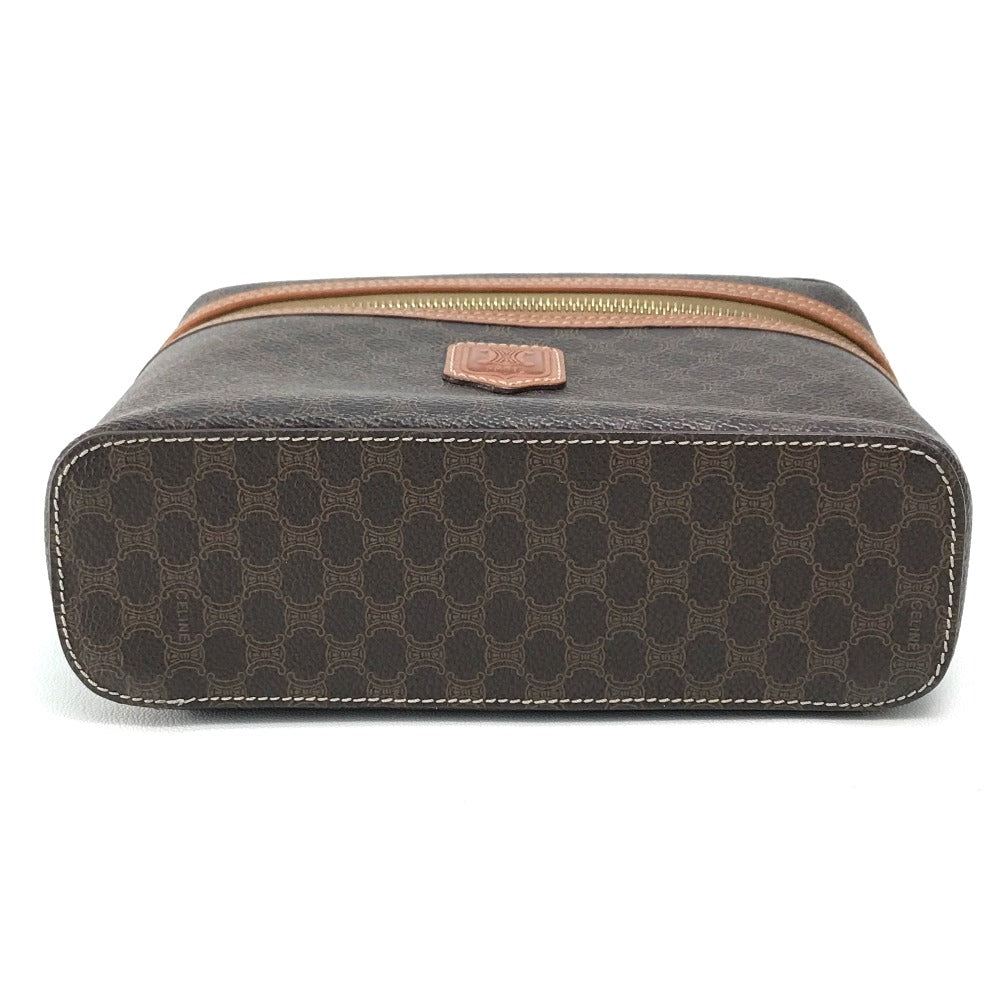 Celine Vanity Bag Leather / Pvc Brown Macadam Makeup Pouch Cosmetics Pouch Women