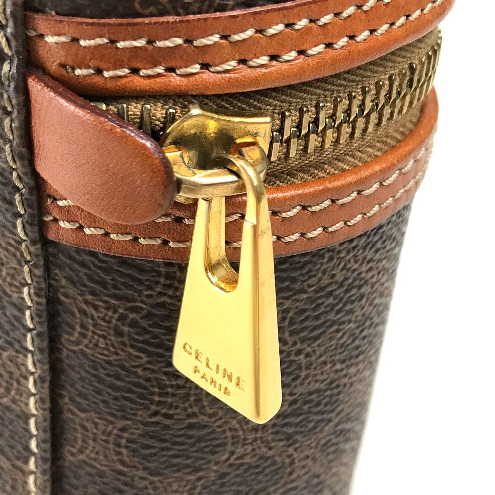 Celine Vanity Bag Leather / Pvc Brown Macadam Makeup Pouch Cosmetics Pouch Women