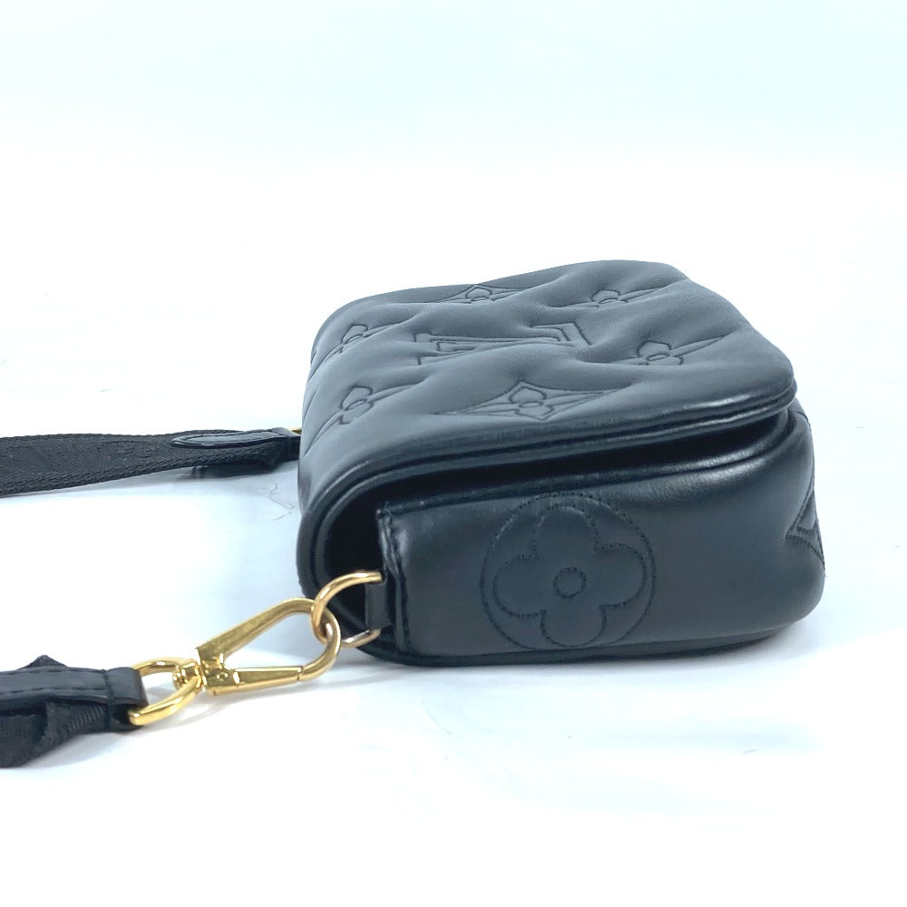 Louis Vuitton Shoulder Bag M81398 Leather Black Monogram Bubblegram Wallet On Strap Women