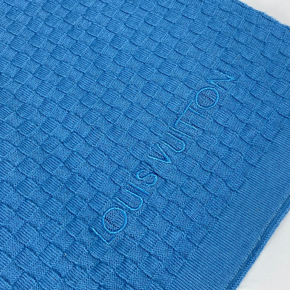 Louis Vuitton Scarf M75595 Cashmere, Cotton Blue Micro Damier Mens