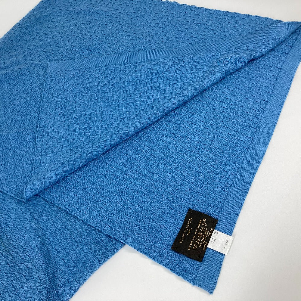 Louis Vuitton Scarf M75595 Cashmere, Cotton Blue Micro Damier Mens