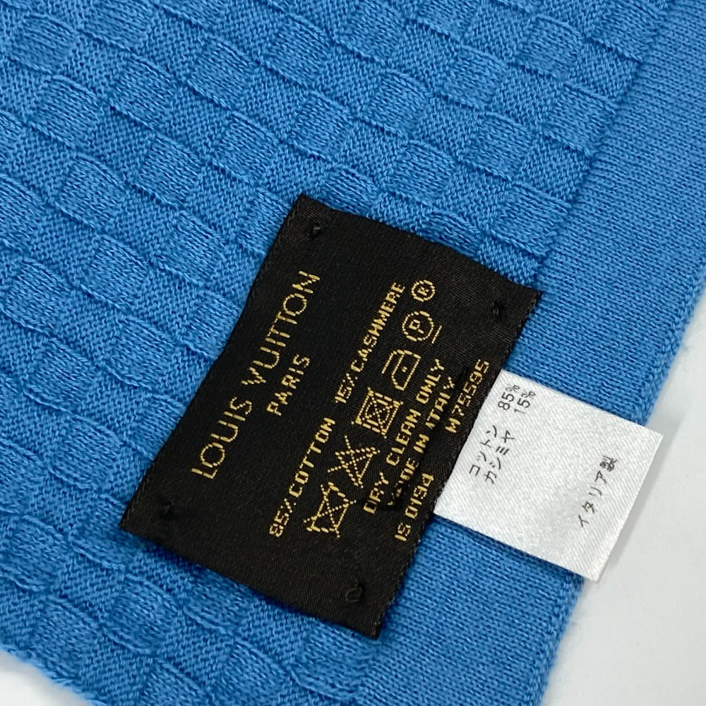 Louis Vuitton Scarf M75595 Cashmere, Cotton Blue Micro Damier Mens
