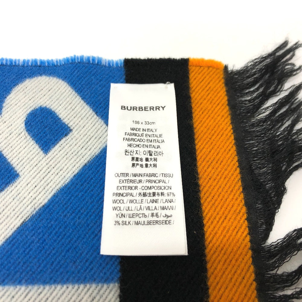 Burberry Scarf 8023067 Wool Black Grey Tb Logo Mens(Unisex)